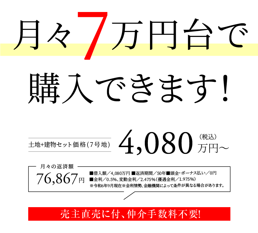 月々7万円台で購入できます！